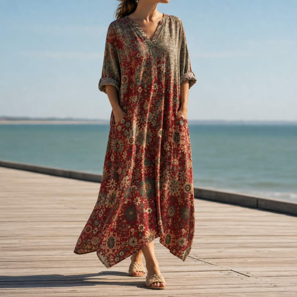 Women's Cotton Blend Boho Maxi Dress Oversized Fit – Maris