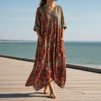Women's Cotton Blend Boho Maxi Dress Oversized Fit – Maris