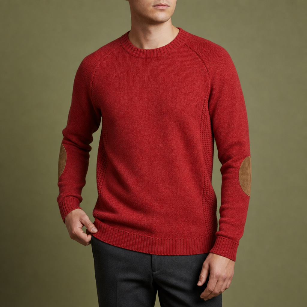 Wool Cotton Crewneck Sweater Corduroy Elbow Patches – Alder