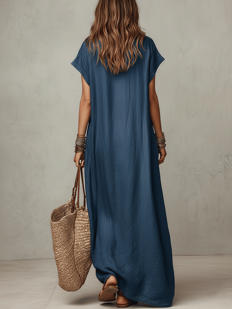 Robe maxi bohème décontractée au design fluide