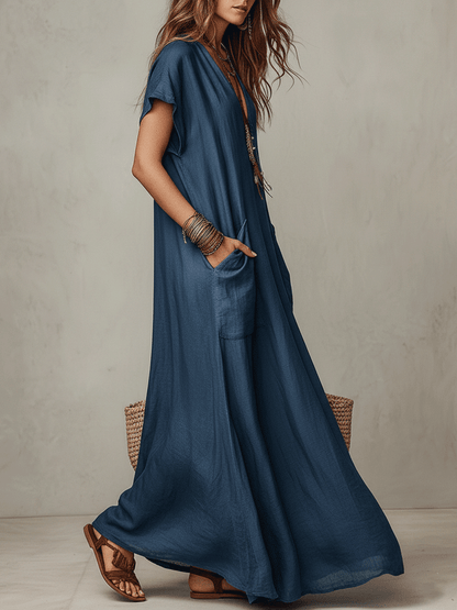 Robe maxi bohème décontractée au design fluide