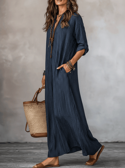 Robe maxi nomade indigo décontractée
