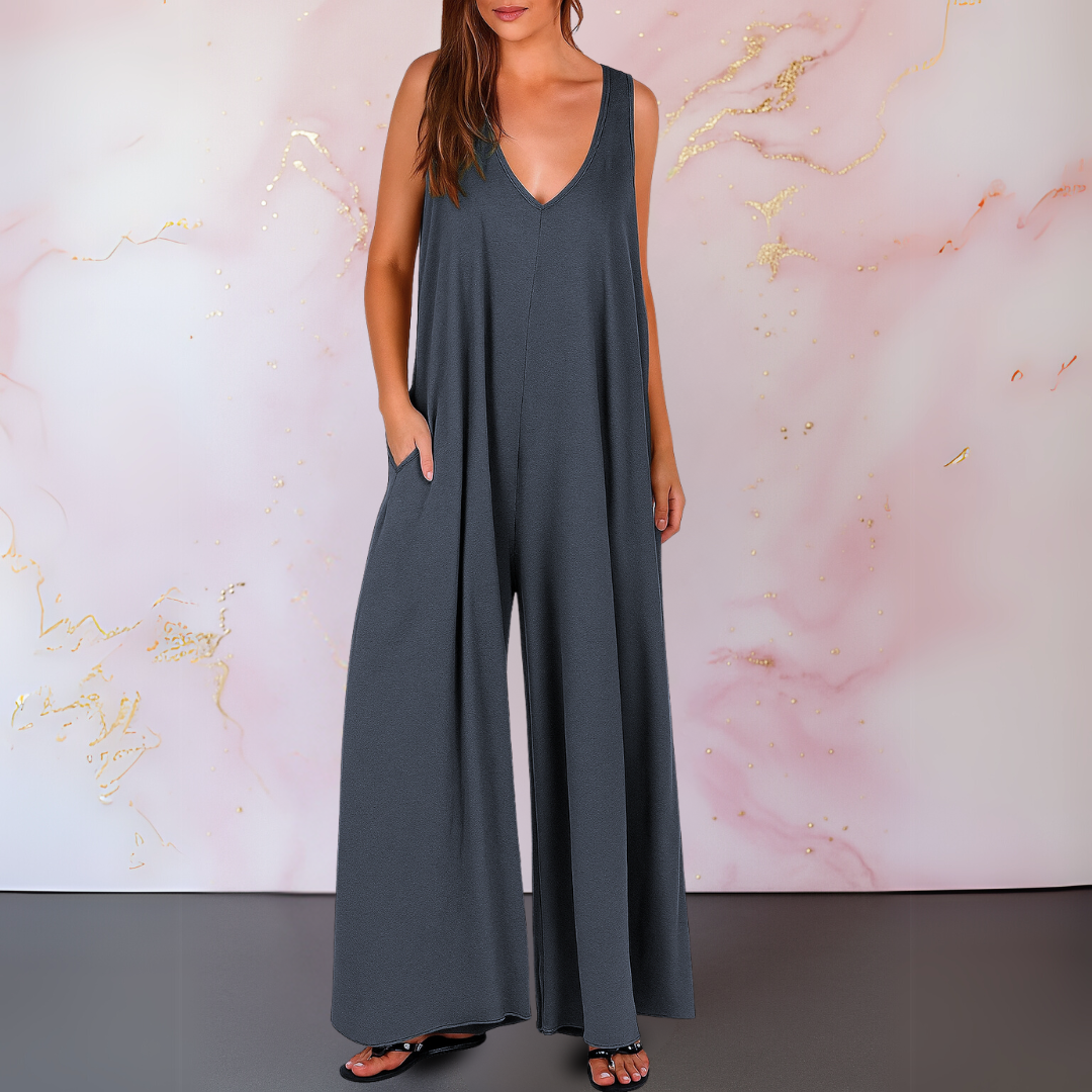 Wendy Comfortable Wide-Leg V-Neck Jumpsuit for Women