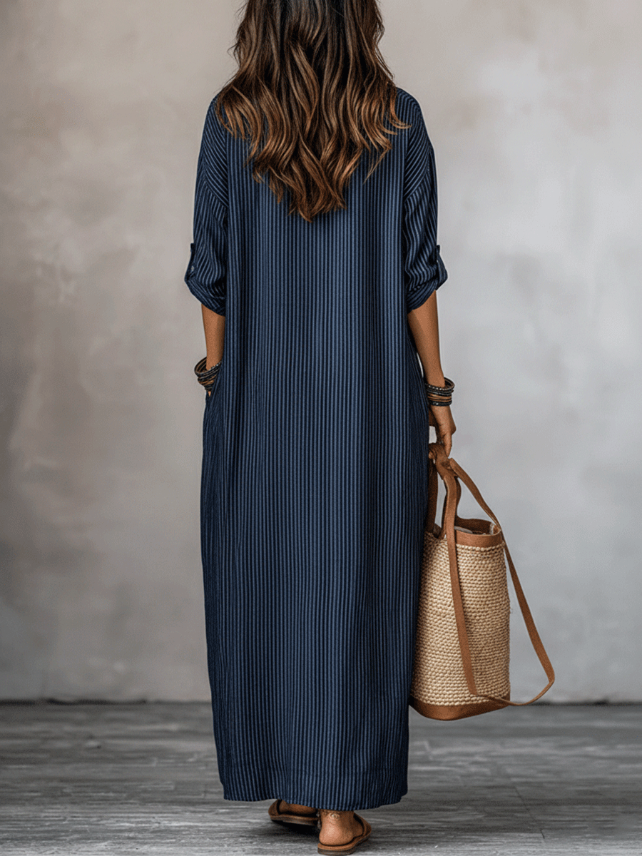 Robe maxi nomade indigo décontractée