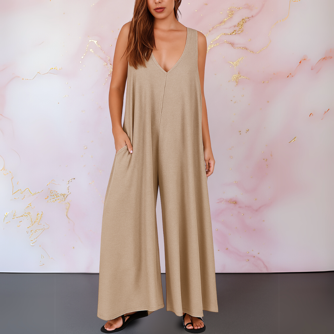 Wendy Comfortable Wide-Leg V-Neck Jumpsuit for Women