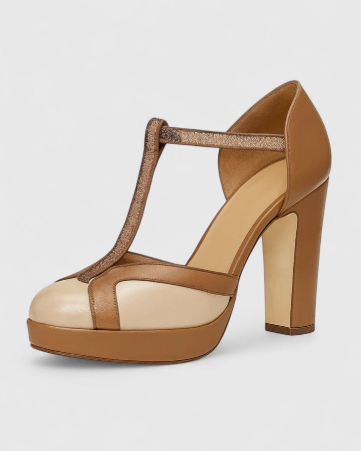 Elena | Women's T-Strap Heels Wide Heel Stability - Sophisticated Vintage Style