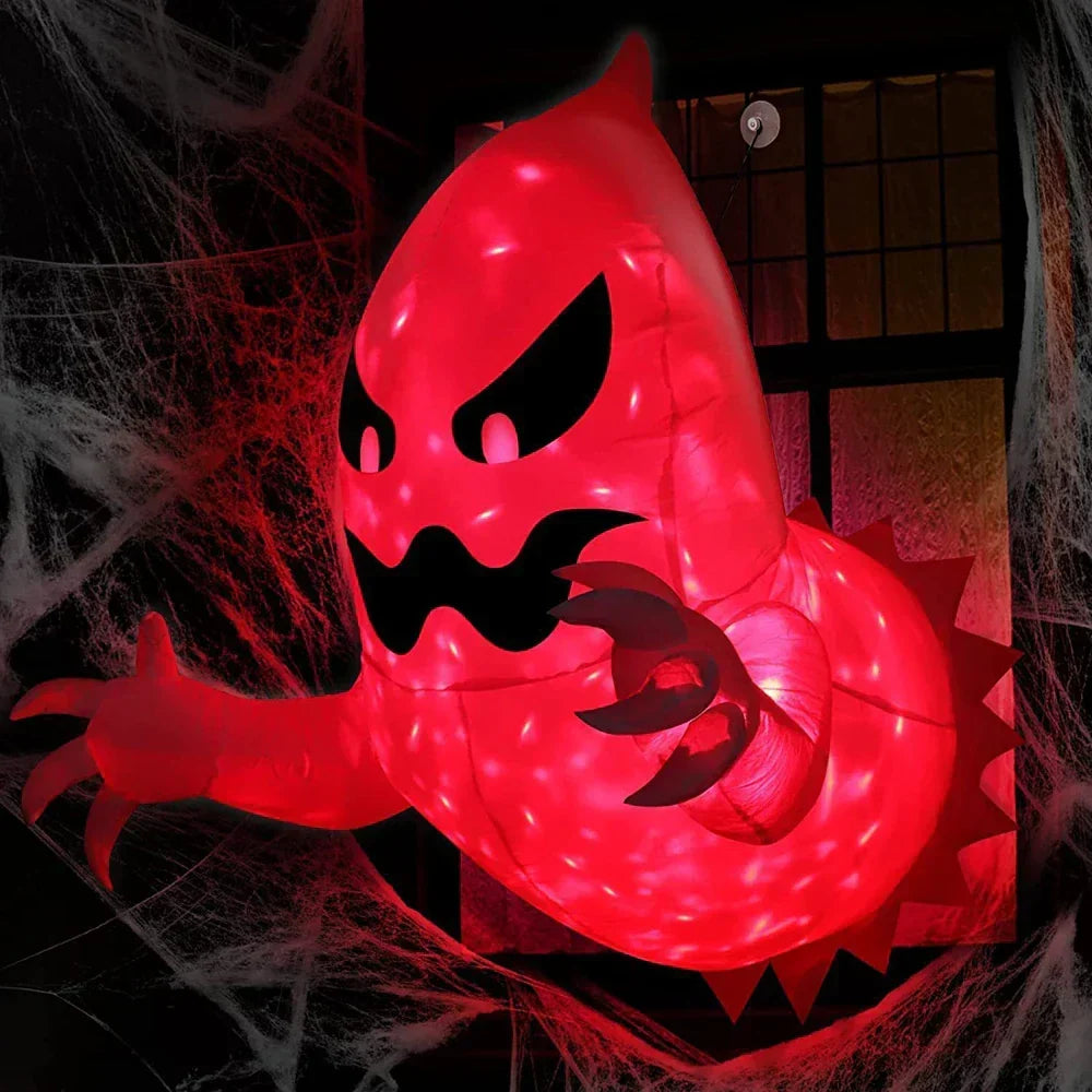 4.6ft Inflatable Halloween Ghost with LED Lights for Windows – Outdoor Festive Halloween Decoration