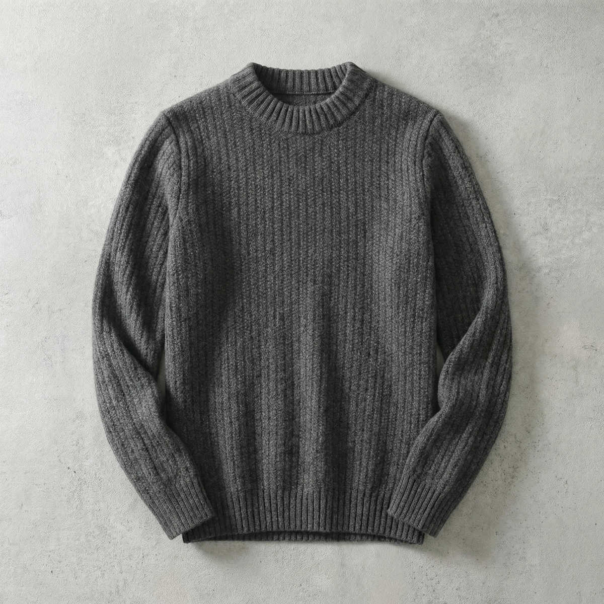 Ribbed Knit Sweater Wool Blend Crew Neck Relaxed Fit – Alina