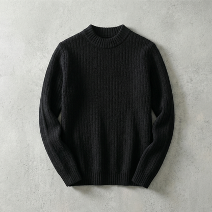 Ribbed Knit Sweater Wool Blend Crew Neck Relaxed Fit – Alina