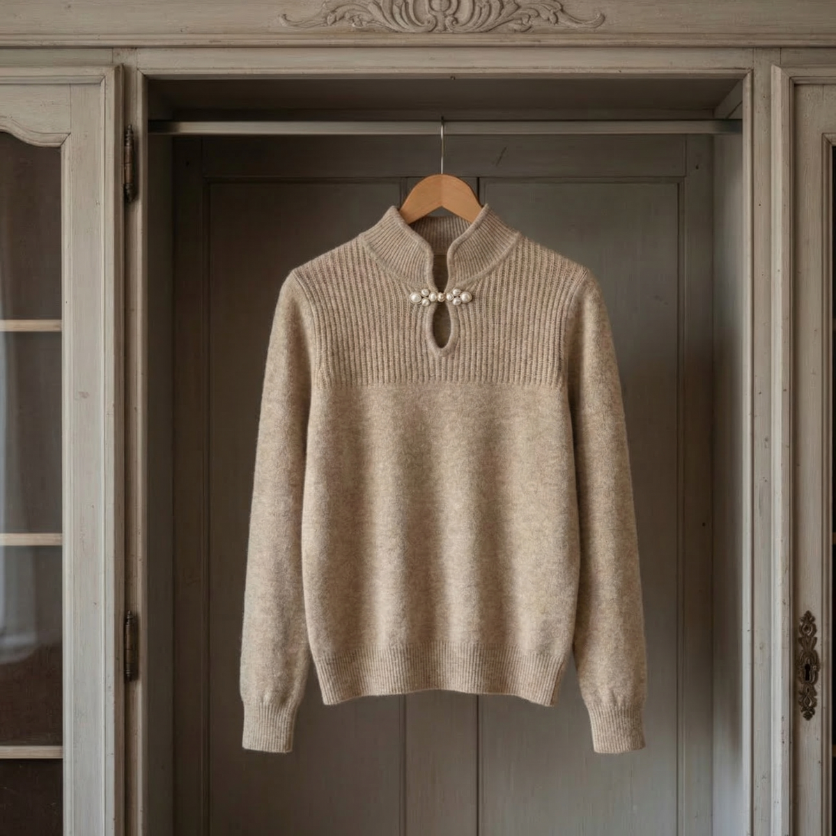 Mandarin Collar Knit Sweater Retro Long Sleeve – Rowan