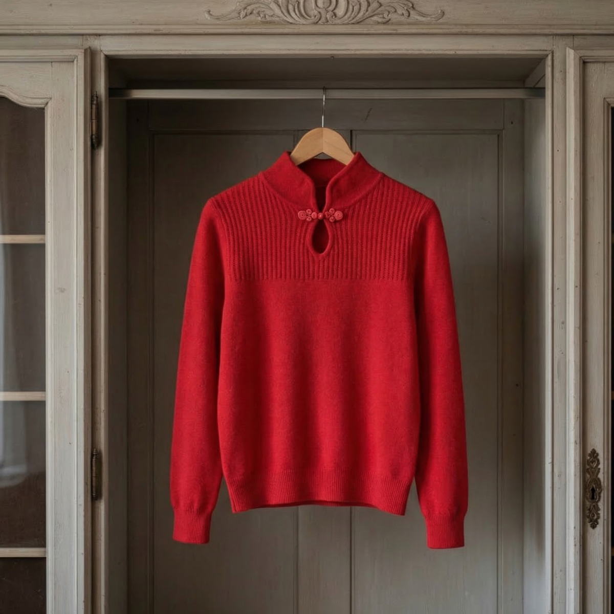 Mandarin Collar Knit Sweater Retro Long Sleeve – Rowan