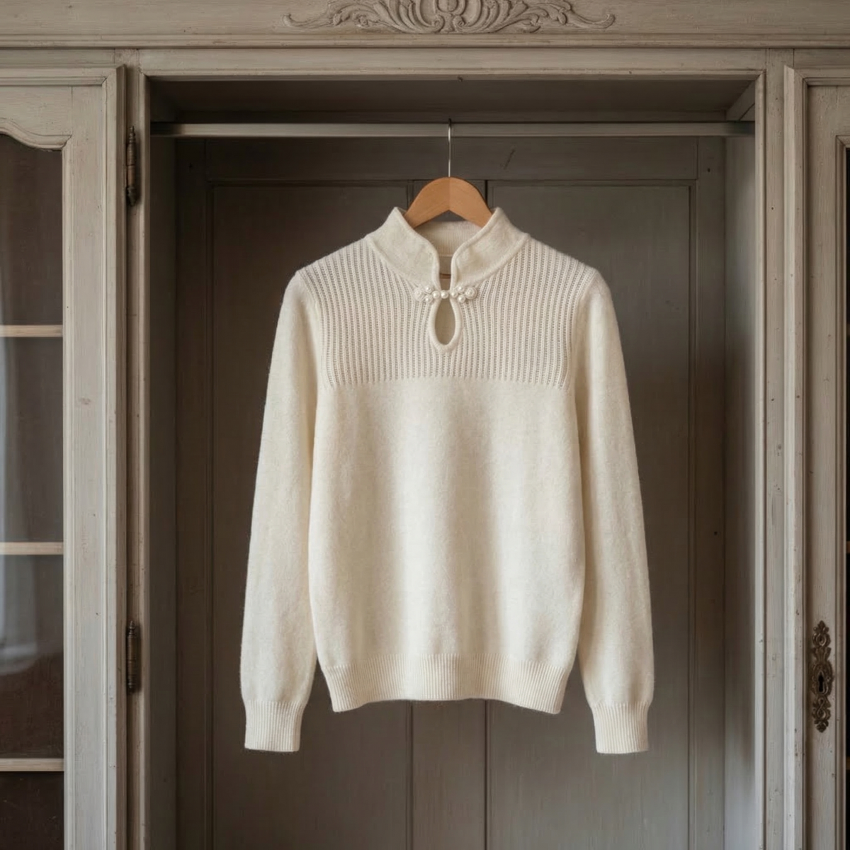 Mandarin Collar Knit Sweater Retro Long Sleeve – Rowan