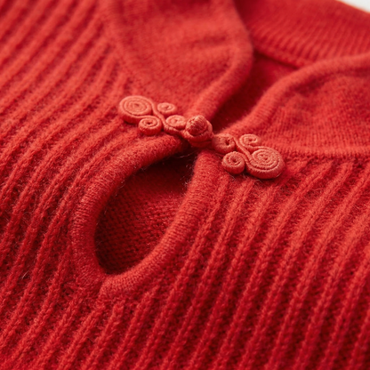 Mandarin Collar Knit Sweater Retro Long Sleeve – Rowan