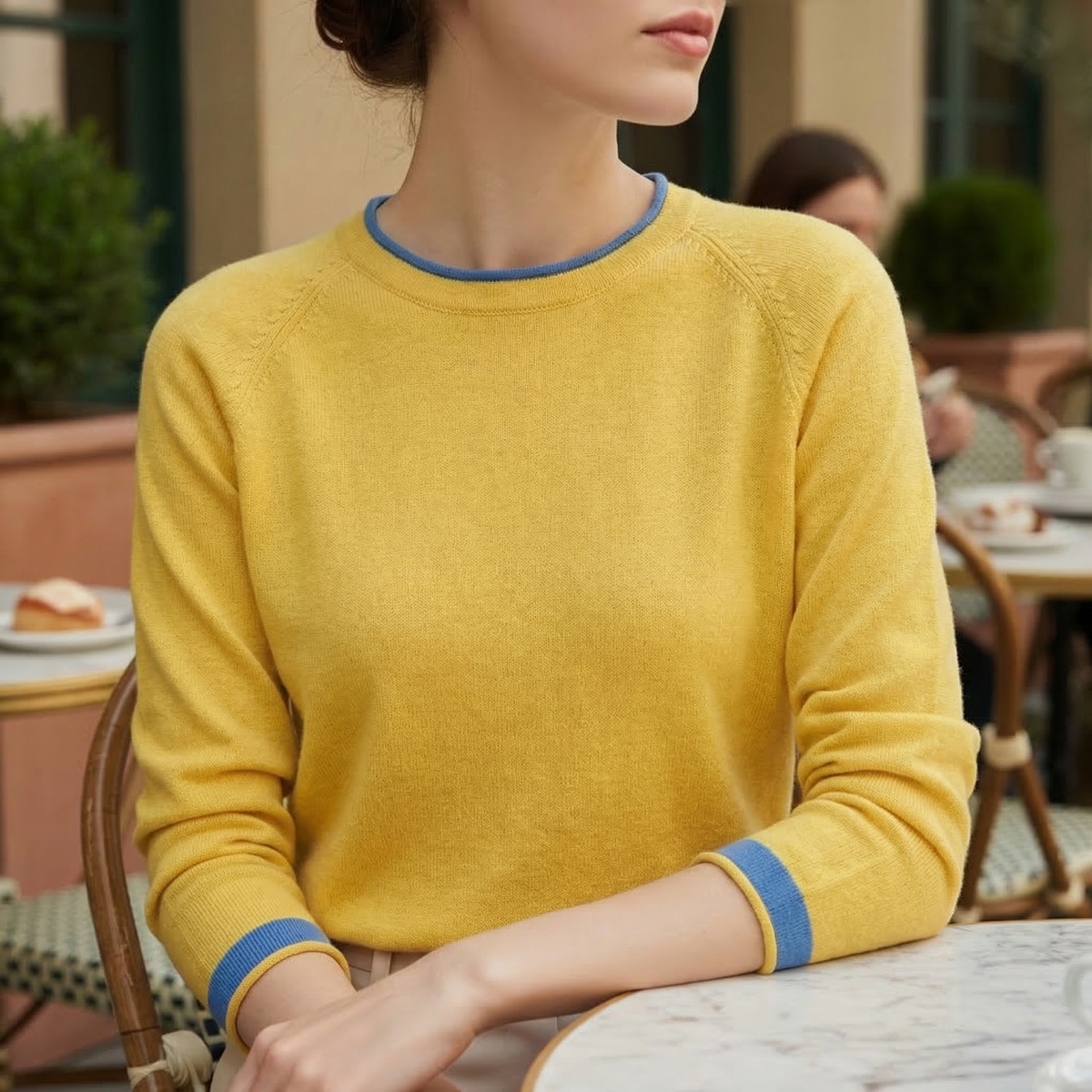 Colour Block Cotton Blend Sweater Loose Fit Round Neck – Mira