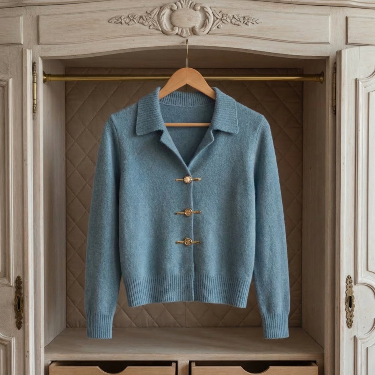 Women's Knitted Cardigan Peacock Blue Cotton Blend – Celeste