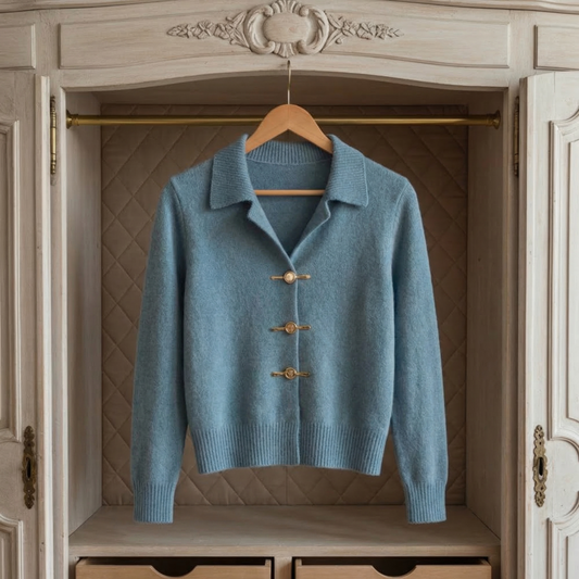 Women's Knitted Cardigan Peacock Blue Cotton Blend – Celeste
