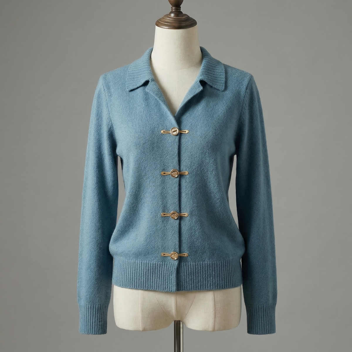 Women's Knitted Cardigan Peacock Blue Cotton Blend – Celeste