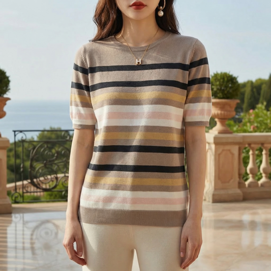 Women's Striped Pullover Vest Slim Fit Cotton Blend – Elara