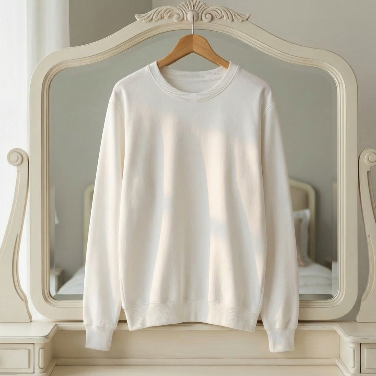 Women’s Cotton Blend Sweatshirt Relaxed O-Neck Pullover – Clara