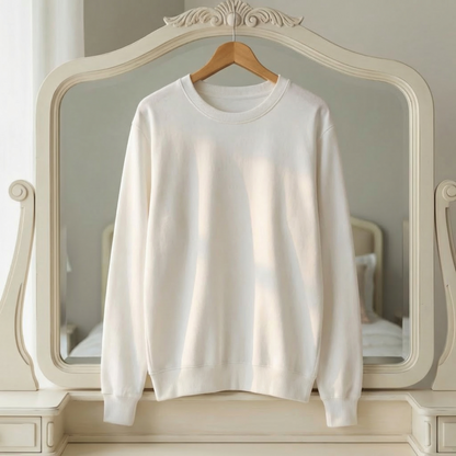 Women’s Cotton Blend Sweatshirt Relaxed O-Neck Pullover – Clara
