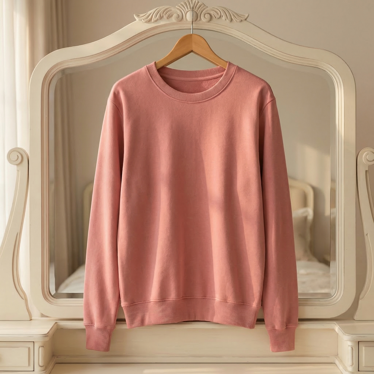 Women’s Cotton Blend Sweatshirt Relaxed O-Neck Pullover – Clara