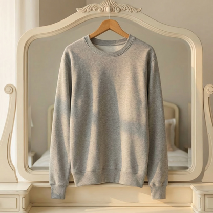 Women’s Cotton Blend Sweatshirt Relaxed O-Neck Pullover – Clara