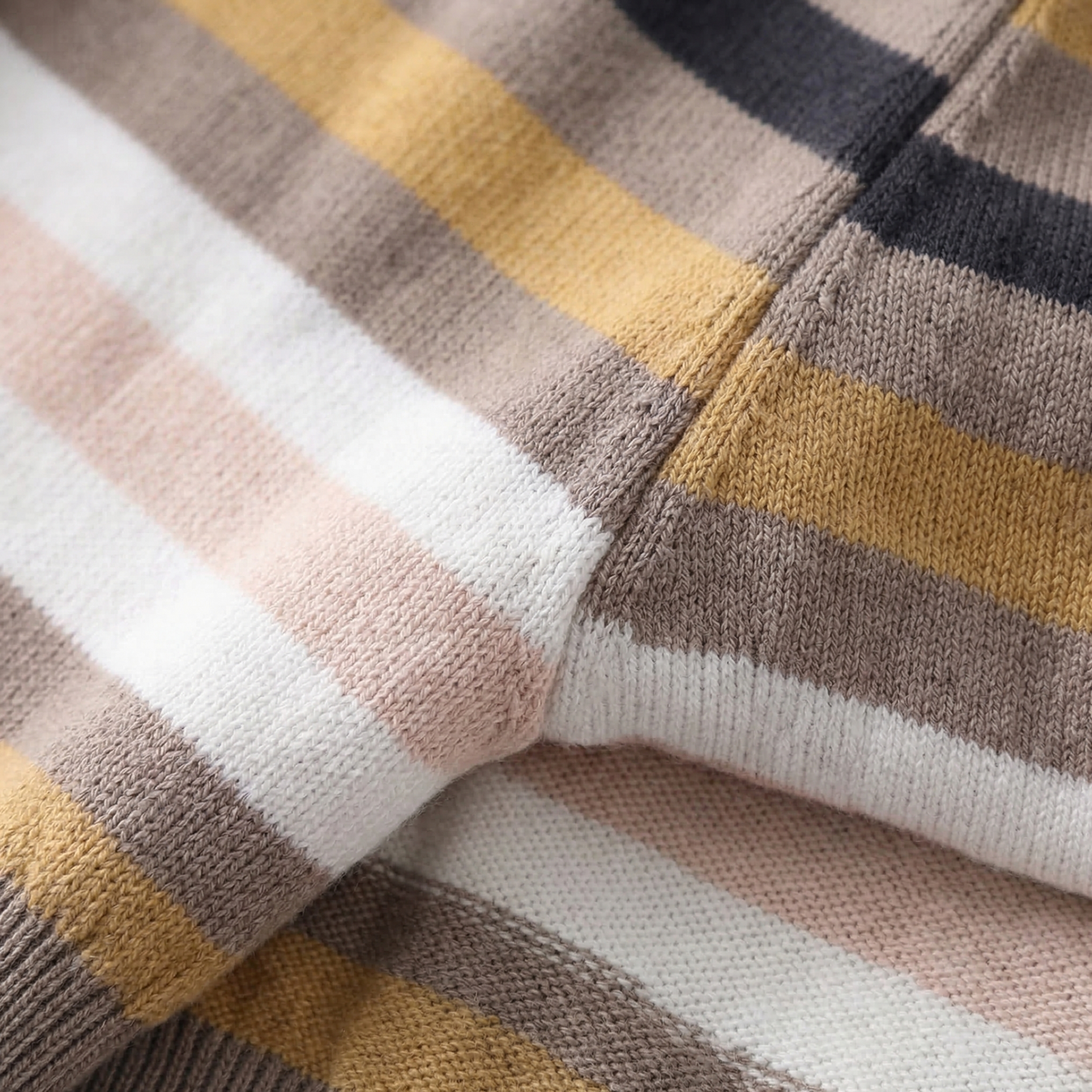 Striped Knit Sweater for Women Cotton Blend Round Neck – Elara