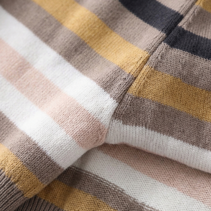 Striped Knit Sweater for Women Cotton Blend Round Neck – Elara