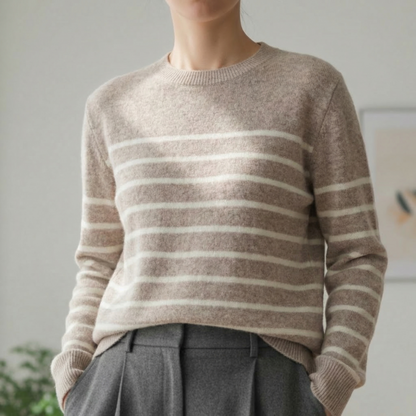 Women's Wool Blend Stripe Sweater Relaxed Fit – Alessia