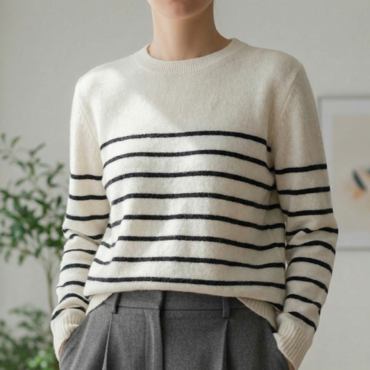 Women's Wool Blend Stripe Sweater Relaxed Fit – Alessia