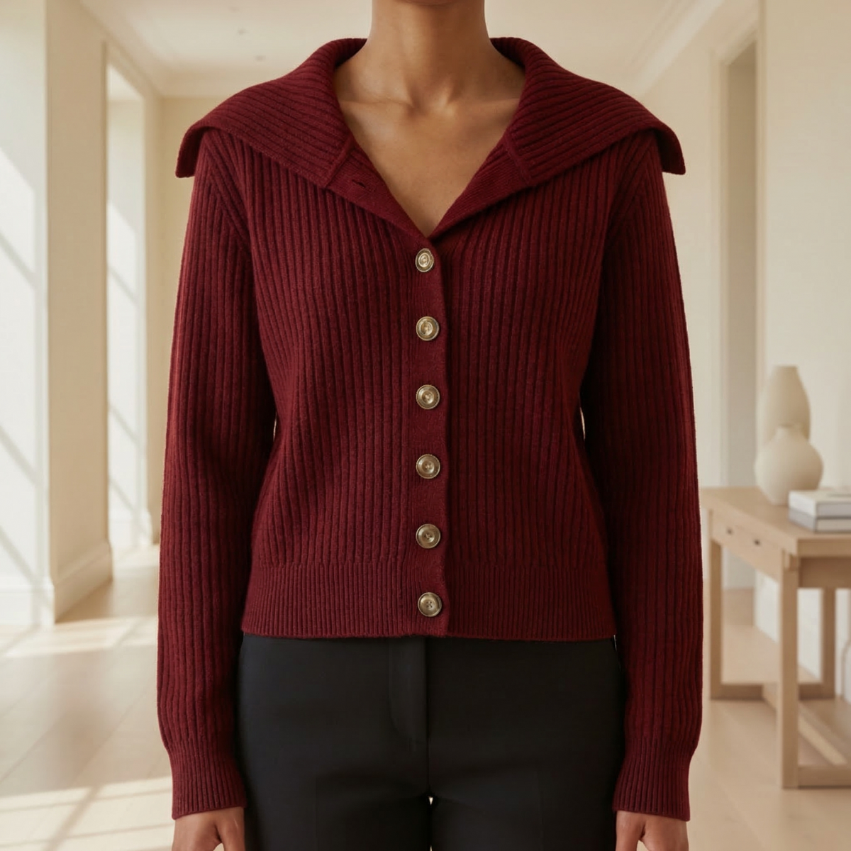 Women's Cotton Blend Knitted Cardigan Sweater Coat Long Sleeve – Elara