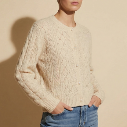 Women's Knit Blend Crewneck Sweater Pearl Detail – Clara