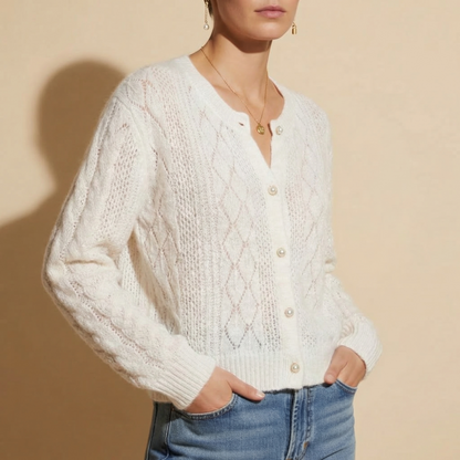 Women's Knit Blend Crewneck Sweater Pearl Detail – Clara
