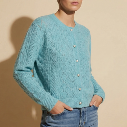 Women's Knit Blend Crewneck Sweater Pearl Detail – Clara