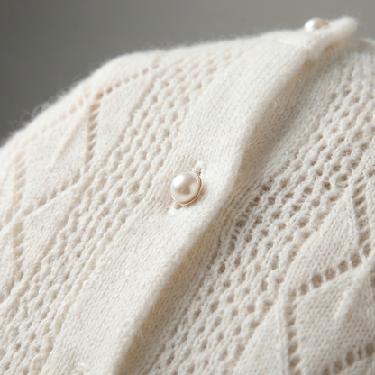 Women's Knit Blend Crewneck Sweater Pearl Detail – Clara