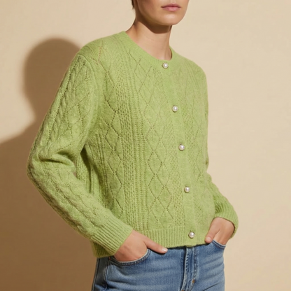 Women's Knit Blend Crewneck Sweater Pearl Detail – Clara