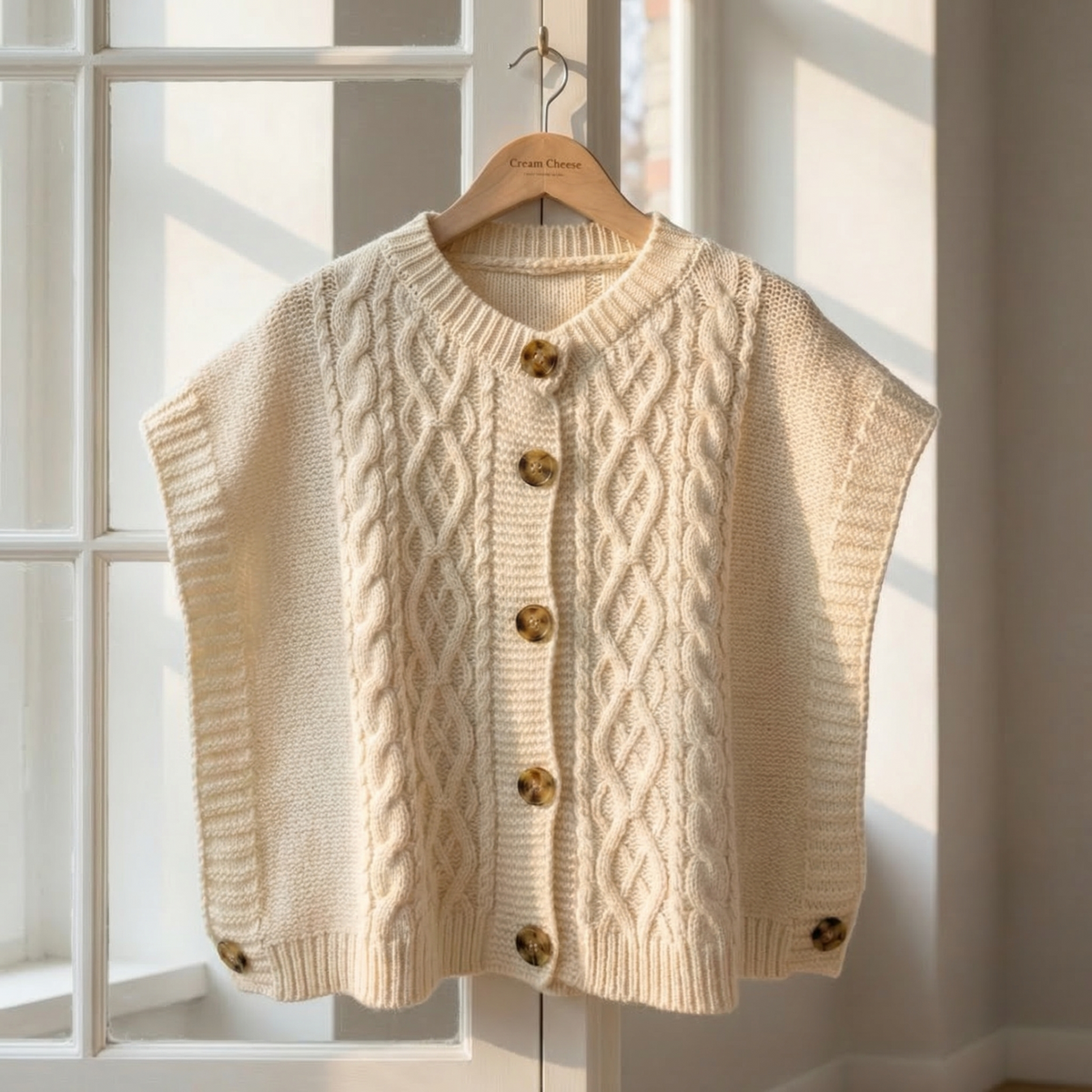 Women's Cable Knit Sweater Vest Cotton Blend Button Up – Marlowe