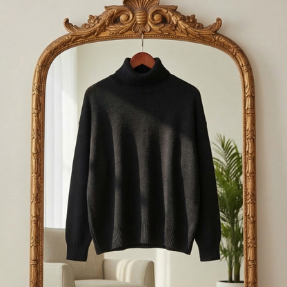 Women's Turtleneck Sweater Oversized Cotton Blend Warm Fit – Elara