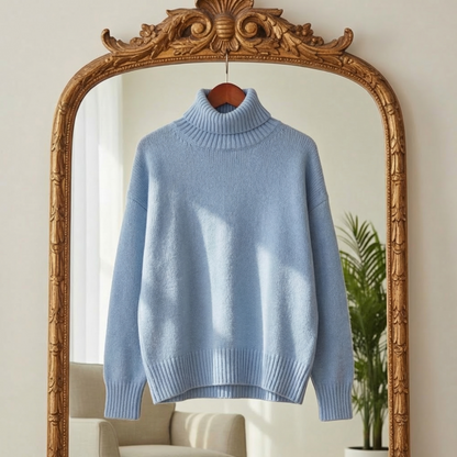 Women's Turtleneck Sweater Oversized Cotton Blend Warm Fit – Elara