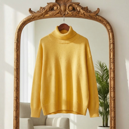 Women's Turtleneck Sweater Oversized Cotton Blend Warm Fit – Elara
