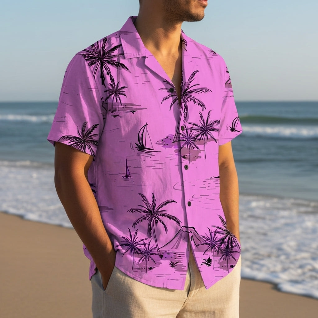 Hawaiian Shirt Short Sleeve 3D Coconut Tree Print Tropical Blend – Palmera