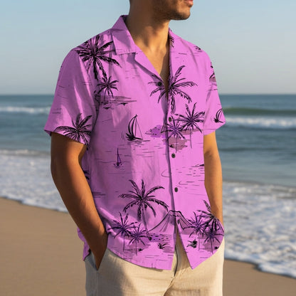 Hawaiian Shirt Short Sleeve 3D Coconut Tree Print Tropical Blend – Palmera