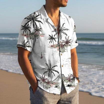 Hawaiian Shirt Short Sleeve 3D Coconut Tree Print Tropical Blend – Palmera