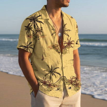 Hawaiian Shirt Short Sleeve 3D Coconut Tree Print Tropical Blend – Palmera