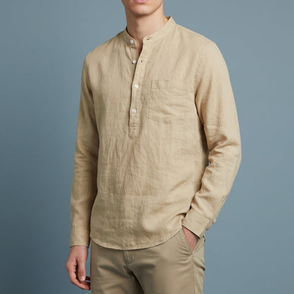 Men's Long-Sleeved Stand-Up Collar Shirt Casual Blend Fit – Luca