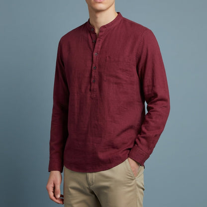 Men's Long-Sleeved Stand-Up Collar Shirt Casual Blend Fit – Luca