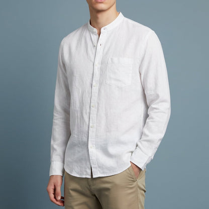 Men's Long-Sleeved Stand-Up Collar Shirt Casual Blend Fit – Luca