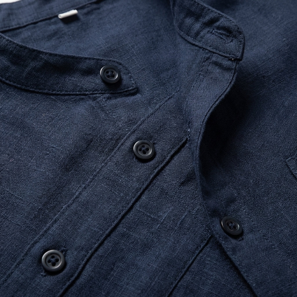 Men's Long-Sleeved Stand-Up Collar Shirt Casual Blend Fit – Luca