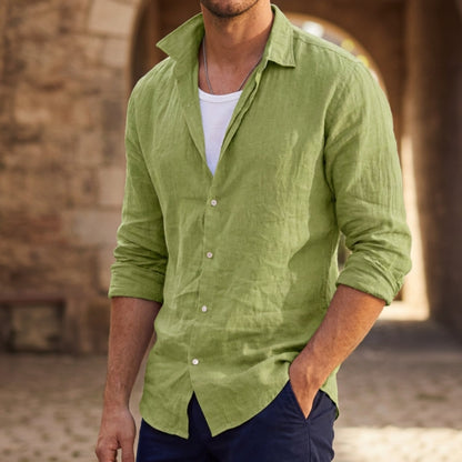 Men's Long Sleeve Polo Shirt Hawaiian Inspired Solid Design – Luca