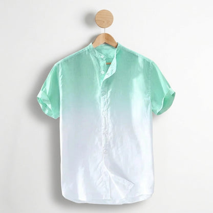 Men's Linen Blend Hawaiian Shirt Breathable Gradient Blue – Azure